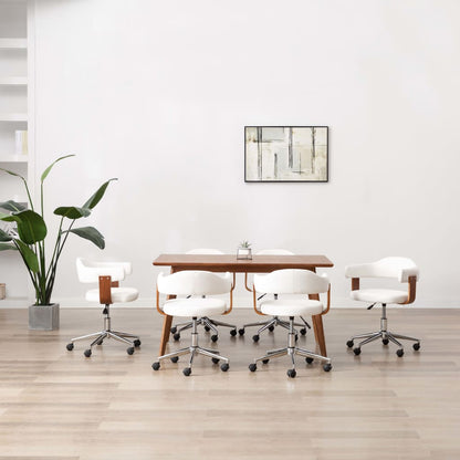 Sillas De Comedor Giratorias 4 Uds Madera Curvada Cuero