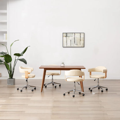 Sillas De Comedor Giratorias 4 Uds Madera Curvada Cuero