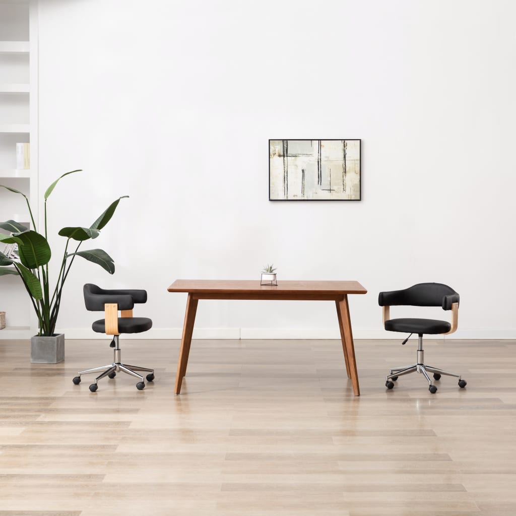 Sillas De Comedor Giratorias 4 Uds Madera Curvada Cuero