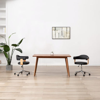Sillas De Comedor Giratorias 4 Uds Madera Curvada Cuero