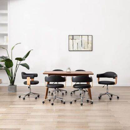 Sillas De Comedor Giratorias 4 Uds Madera Curvada Cuero