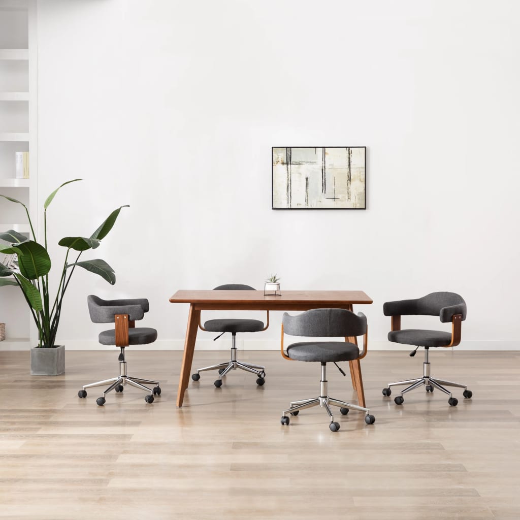 Sillas De Comedor Giratorias 4 Uds Madera Curvada Cuero