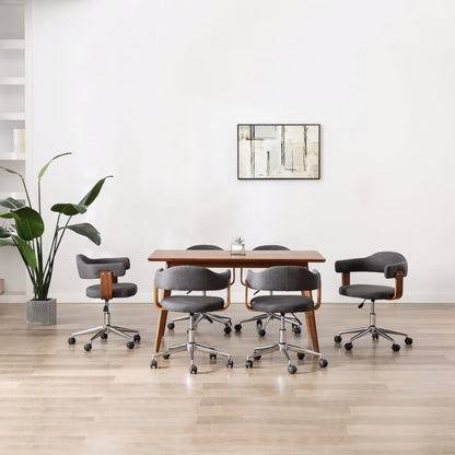 Sillas De Comedor Giratorias 4 Uds Madera Curvada Cuero