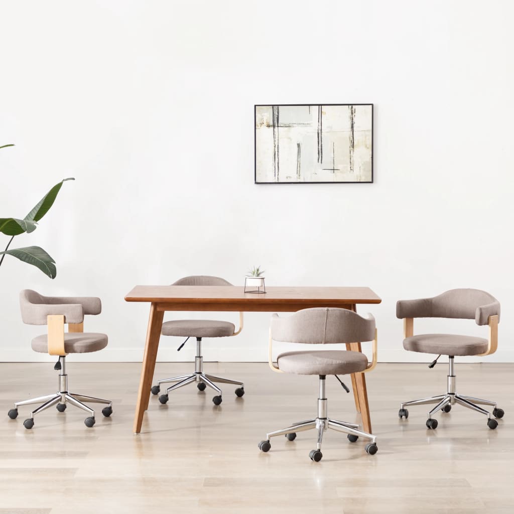 Sillas De Comedor Giratorias 4 Uds Madera Curvada Cuero