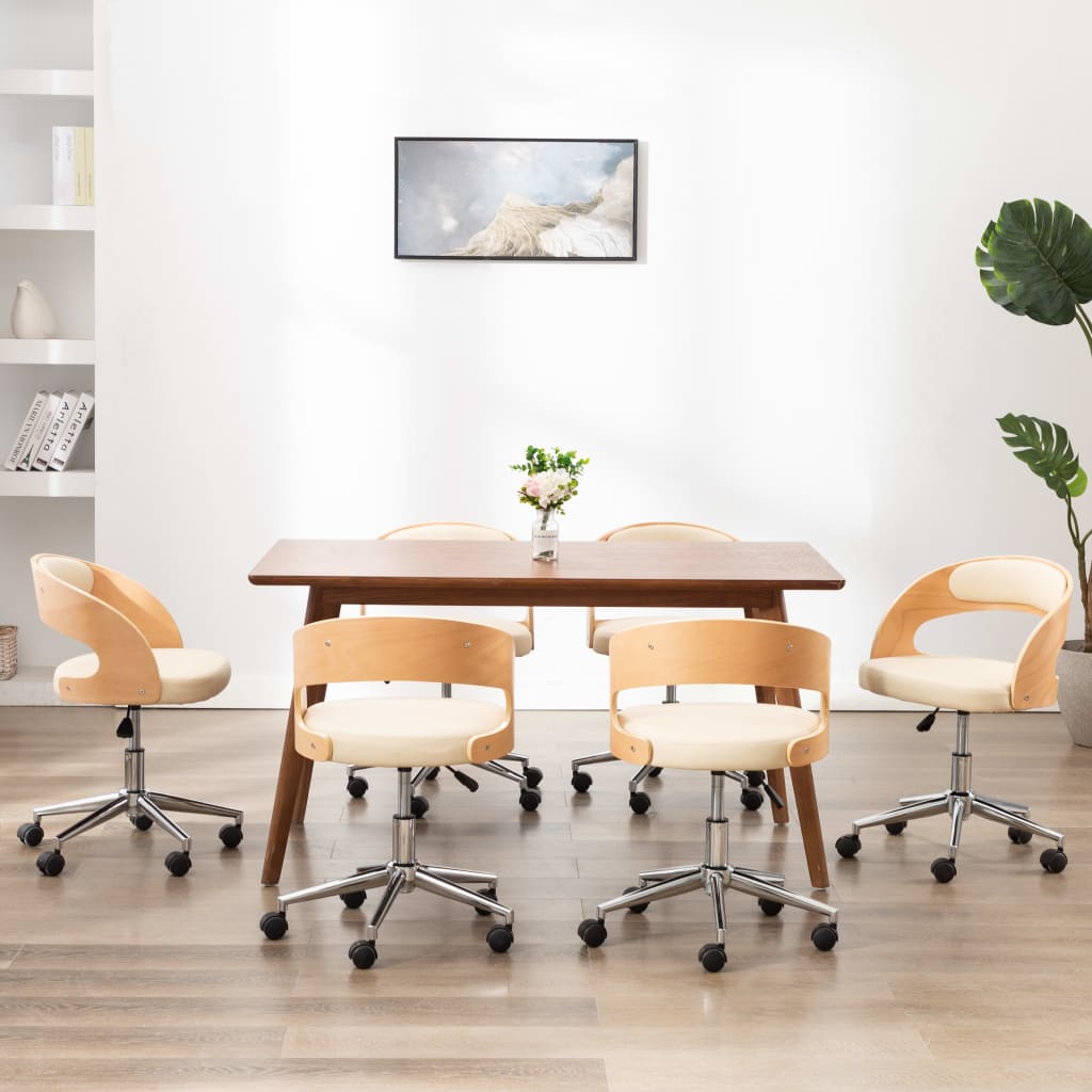 Sillas Comedor Giratorias 2 Uds Madera Curvada Tela Gris Taupe