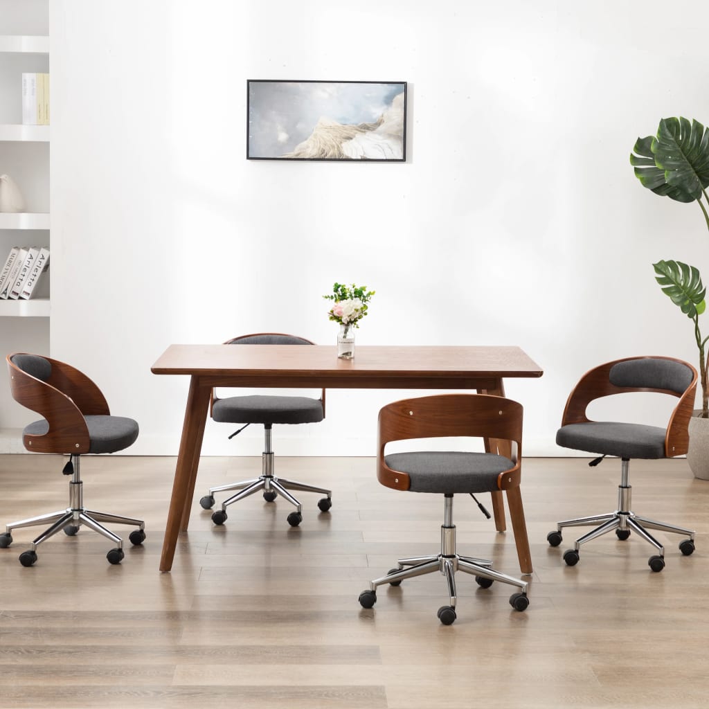 Sillas Comedor Giratorias 2 Uds Madera Curvada Tela Gris Taupe
