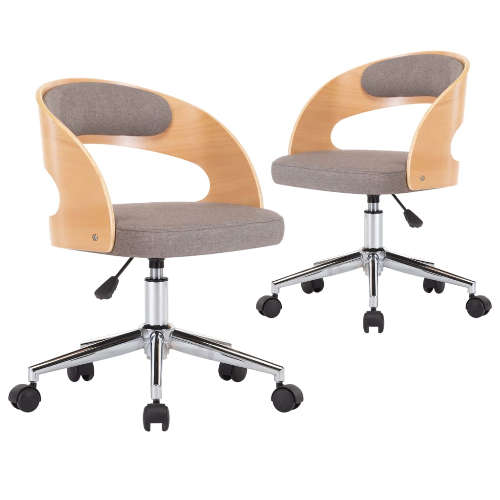 Sillas Comedor Giratorias 2 Uds Madera Curvada Tela Gris Taupe