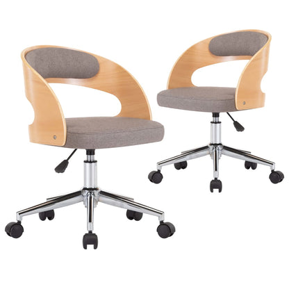 Sillas Comedor Giratorias 2 Uds Madera Curvada Tela Gris Taupe
