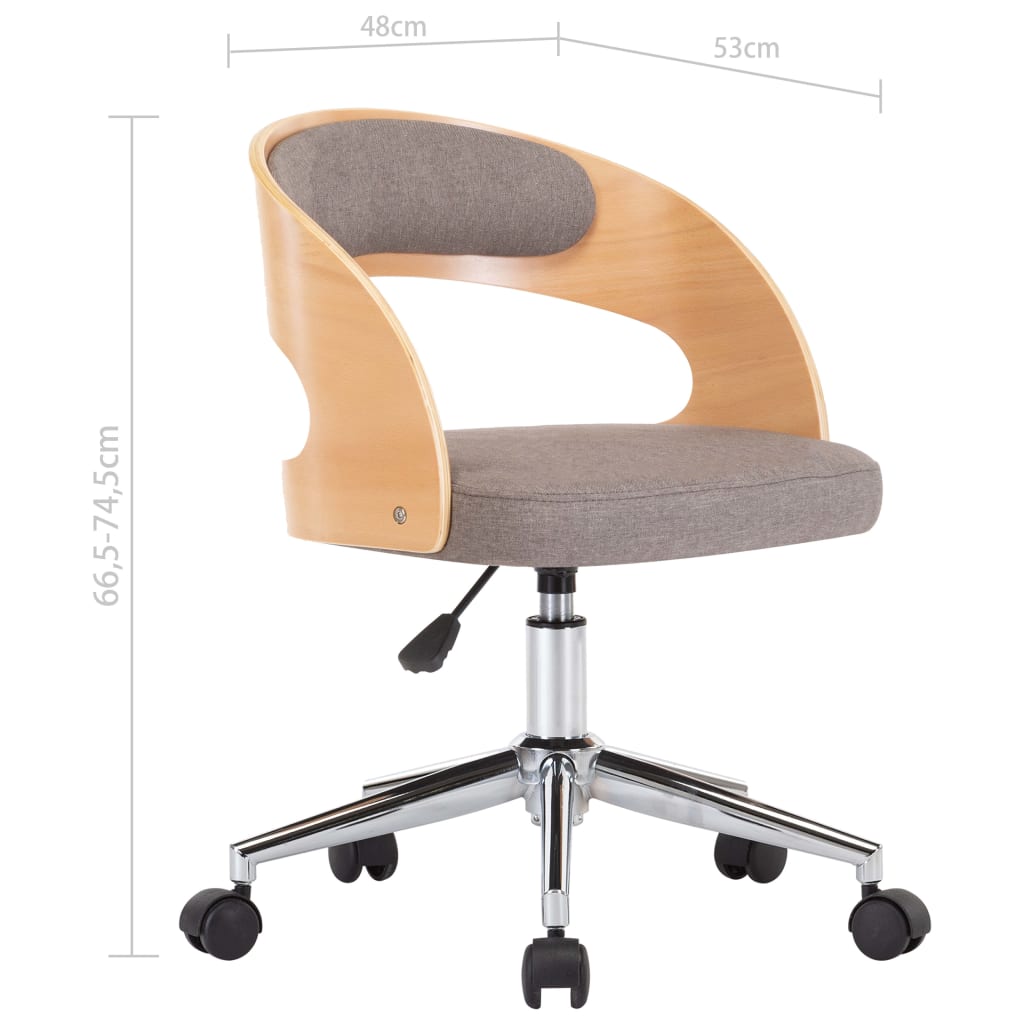 Sillas Comedor Giratorias 2 Uds Madera Curvada Tela Gris Taupe