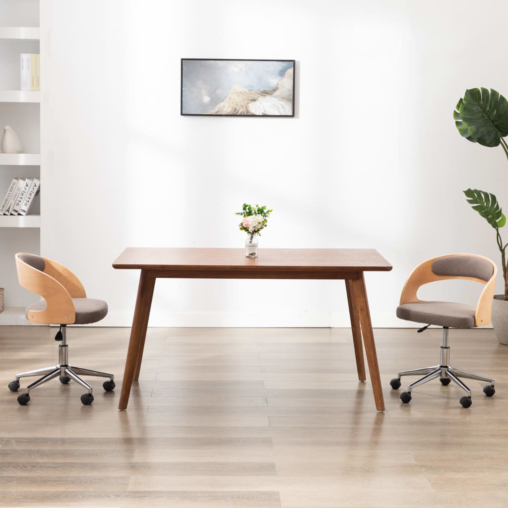 Sillas Comedor Giratorias 2 Uds Madera Curvada Tela Gris Taupe