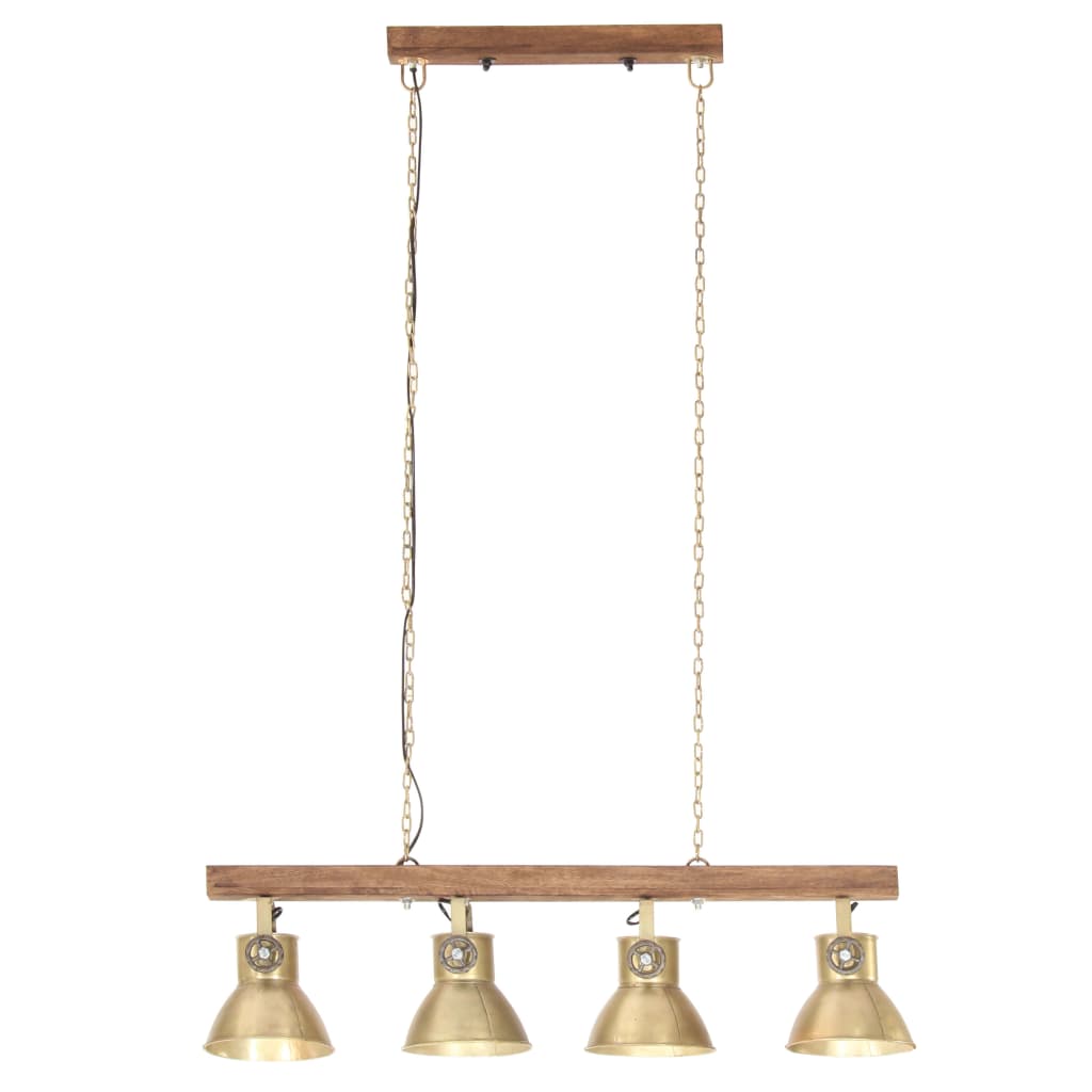 Lámpara De Techo Industrial Madera De Mango Latón E27