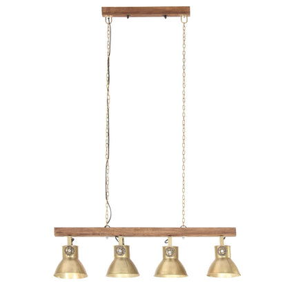 Lámpara De Techo Industrial Madera De Mango Latón E27