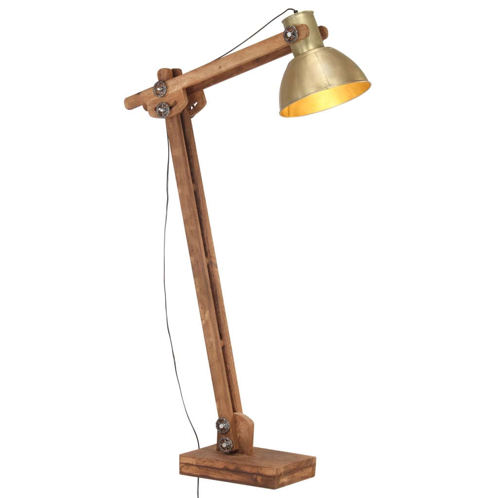 Lámpara De Pie Madera Maciza De Mango E27