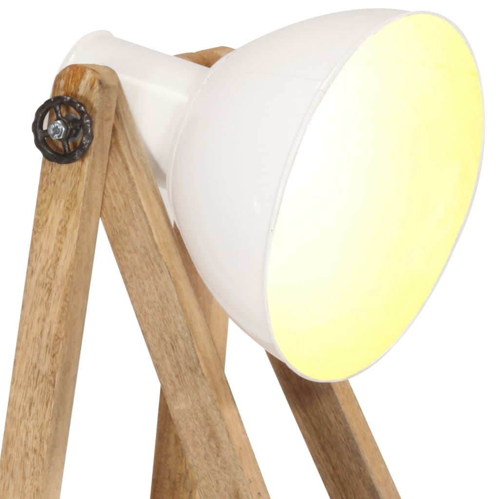 Lámpara De Pie 3 Piezas Madera Maciza De Mango E27