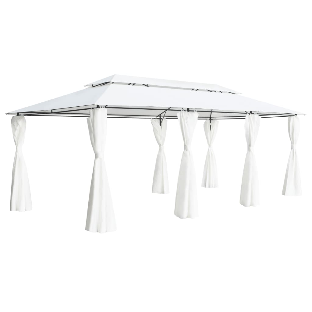Cenador Con Cortinas 600X298X270 Cm Blanco 180G/M²