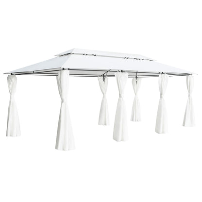 Cenador Con Cortinas 600X298X270 Cm Blanco 180G/M²