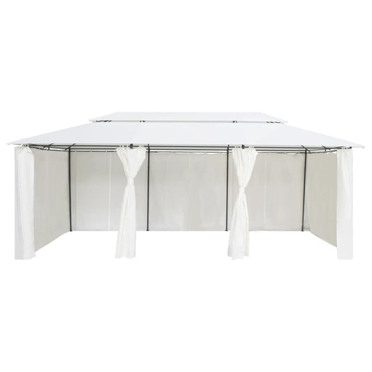 Cenador Con Cortinas 600X298X270 Cm Blanco 180G/M²