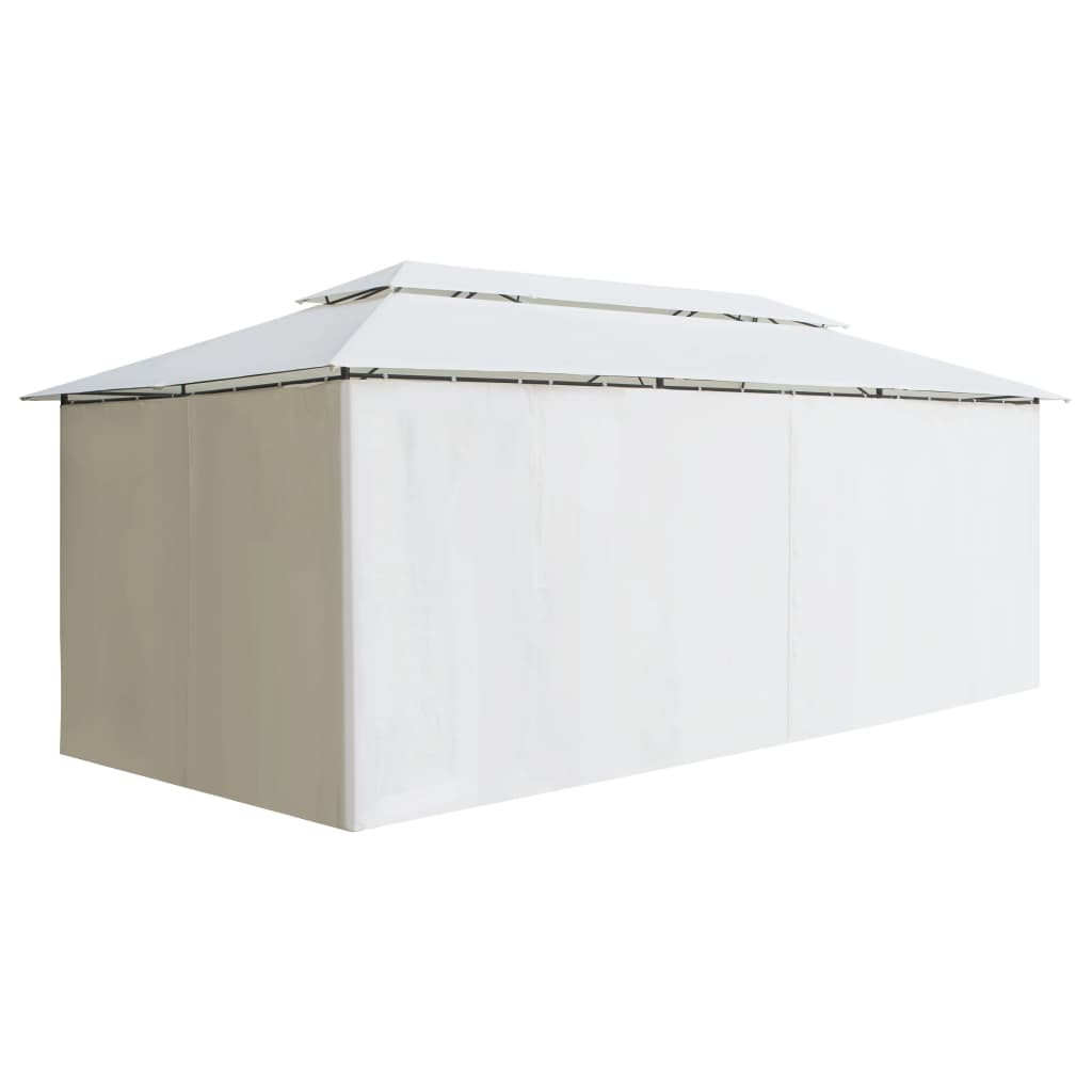 Cenador Con Cortinas 600X298X270 Cm Blanco 180G/M²