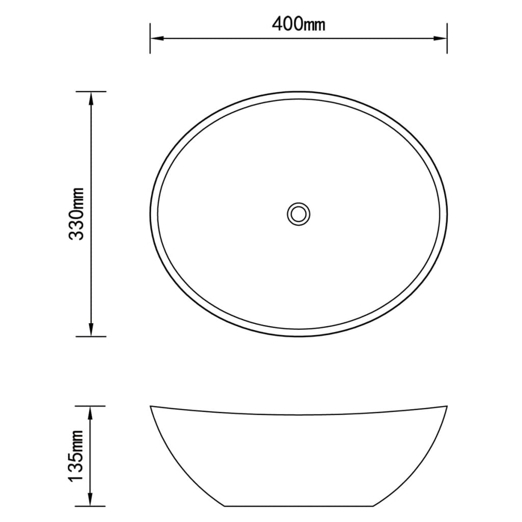 Lavabo De Lujo Ovalado Cerámica 40X33 Cm