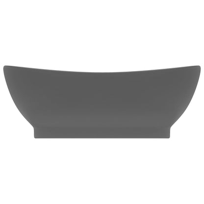 Lavabo Lujoso Con Rebosadero Cerámica Gris Oscuro 58,5X39 Cm
