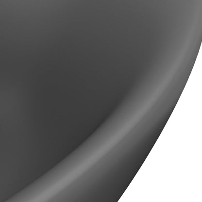Lavabo Lujoso Con Rebosadero Cerámica Gris Oscuro 58,5X39 Cm