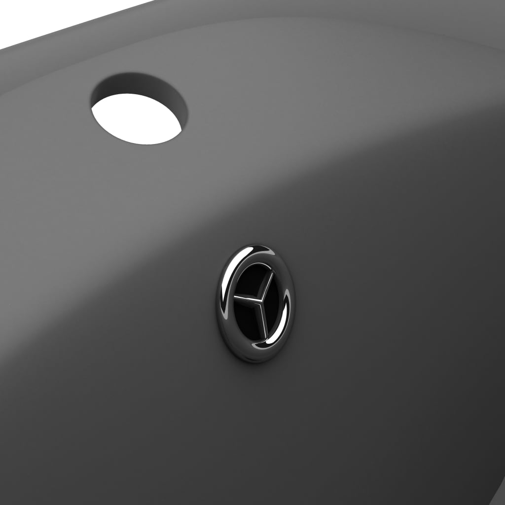 Lavabo Lujoso Con Rebosadero Cerámica Gris Oscuro 58,5X39 Cm