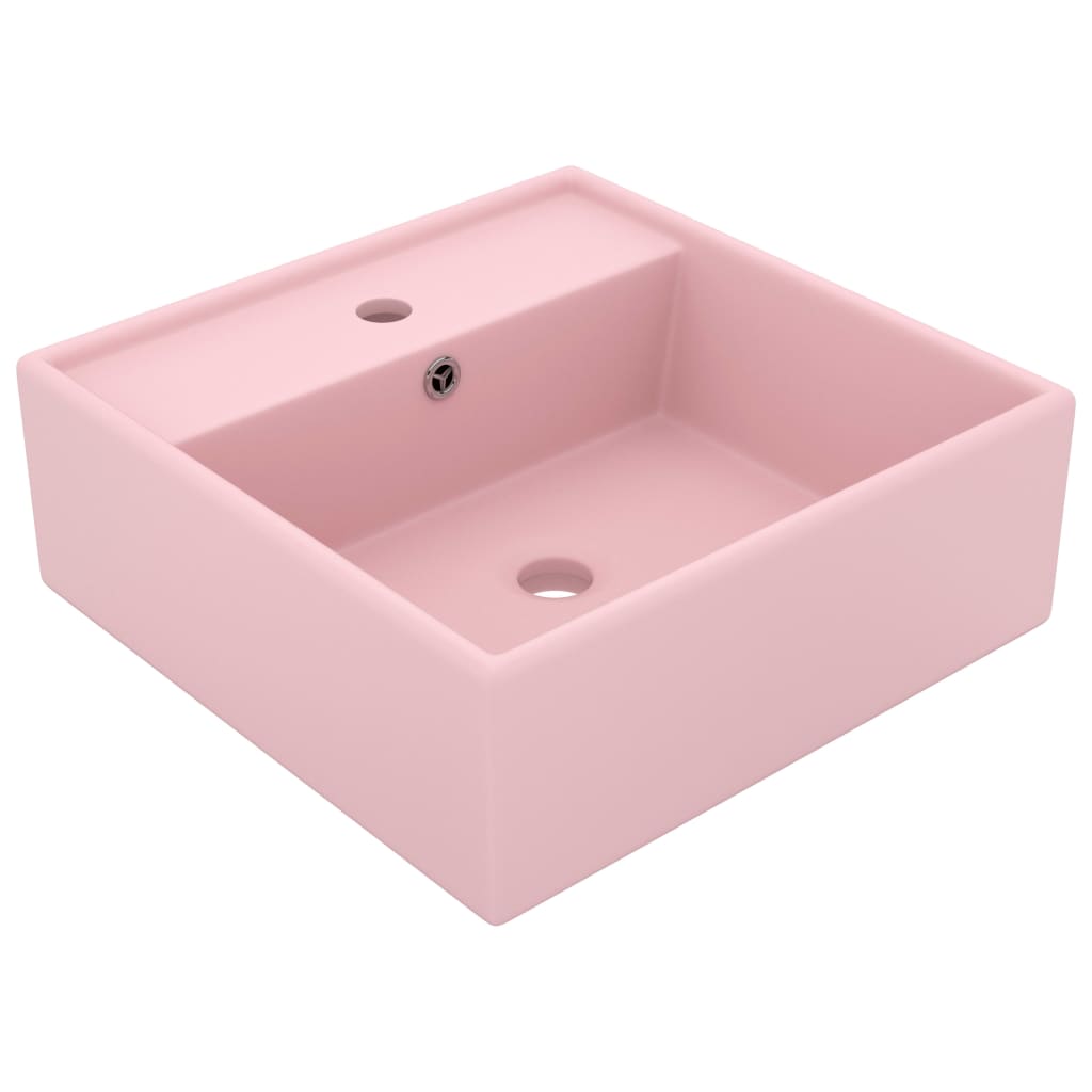 Lavabo Lujoso Cuadrado Rebosadero Cerámica 41X41 Cm