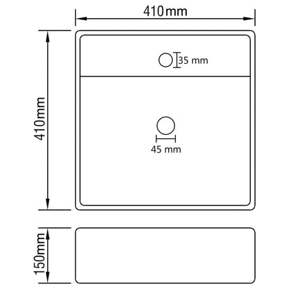 Lavabo Lujoso Cuadrado Rebosadero Cerámica 41X41 Cm