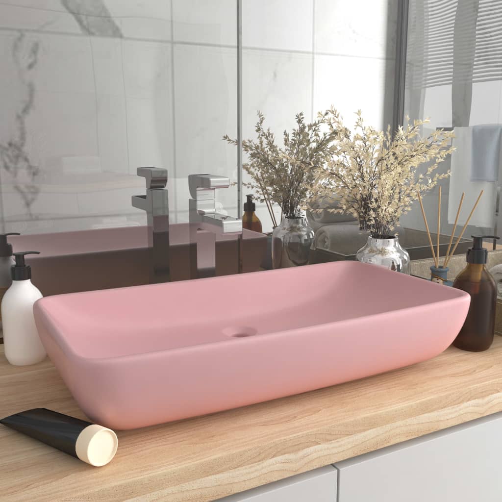 Lavabo Rectangular De Lujo Cerámica 71X38 Cm