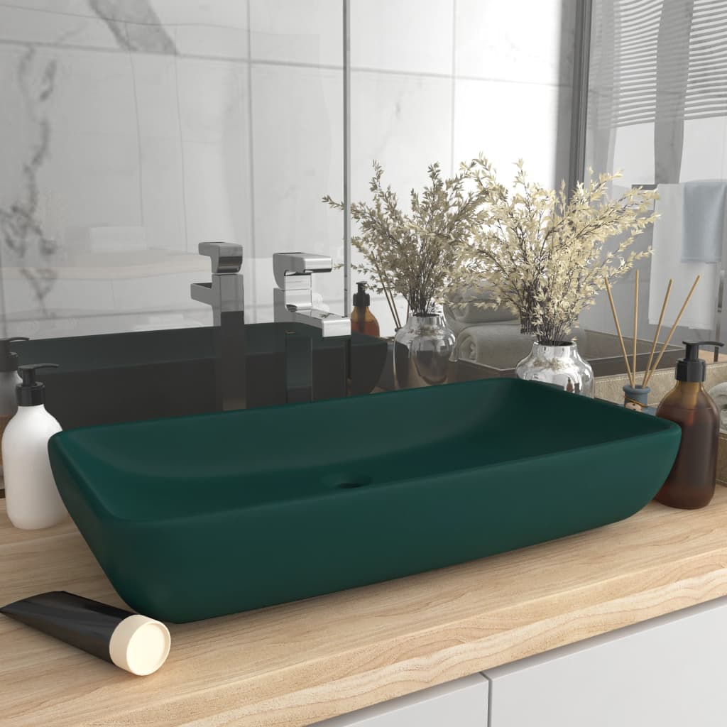 Lavabo Rectangular De Lujo Cerámica 71X38 Cm
