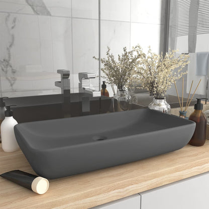 Lavabo Rectangular De Lujo Cerámica 71X38 Cm