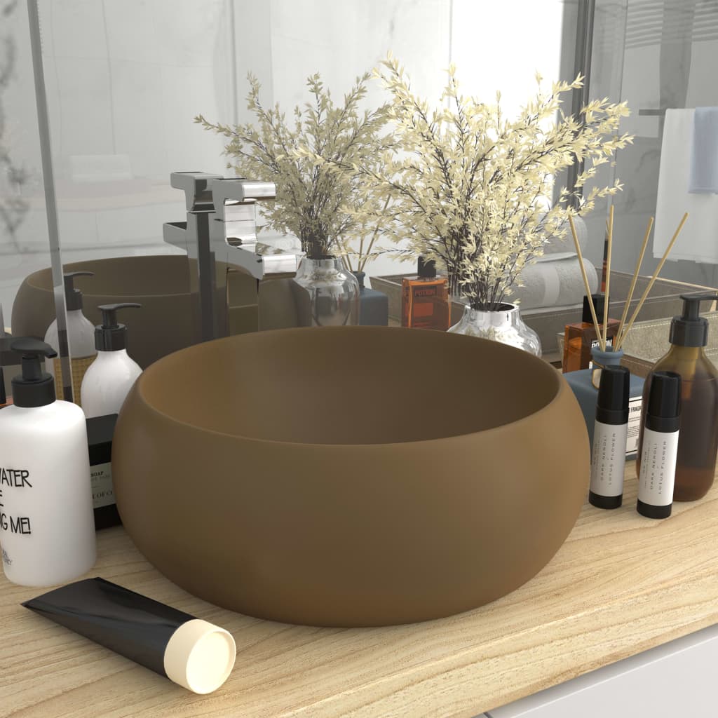 Lavabo De Lujo Redondo Cerámica 40X15 Cm
