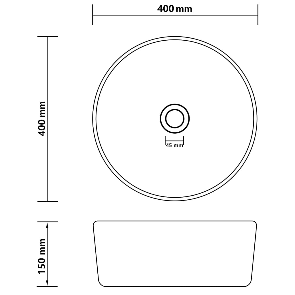 Lavabo De Lujo Redondo Cerámica 40X15 Cm
