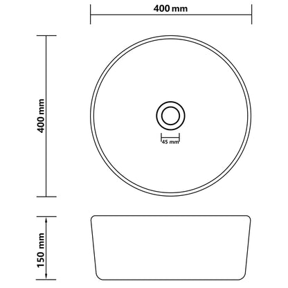Lavabo De Lujo Redondo Cerámica 40X15 Cm