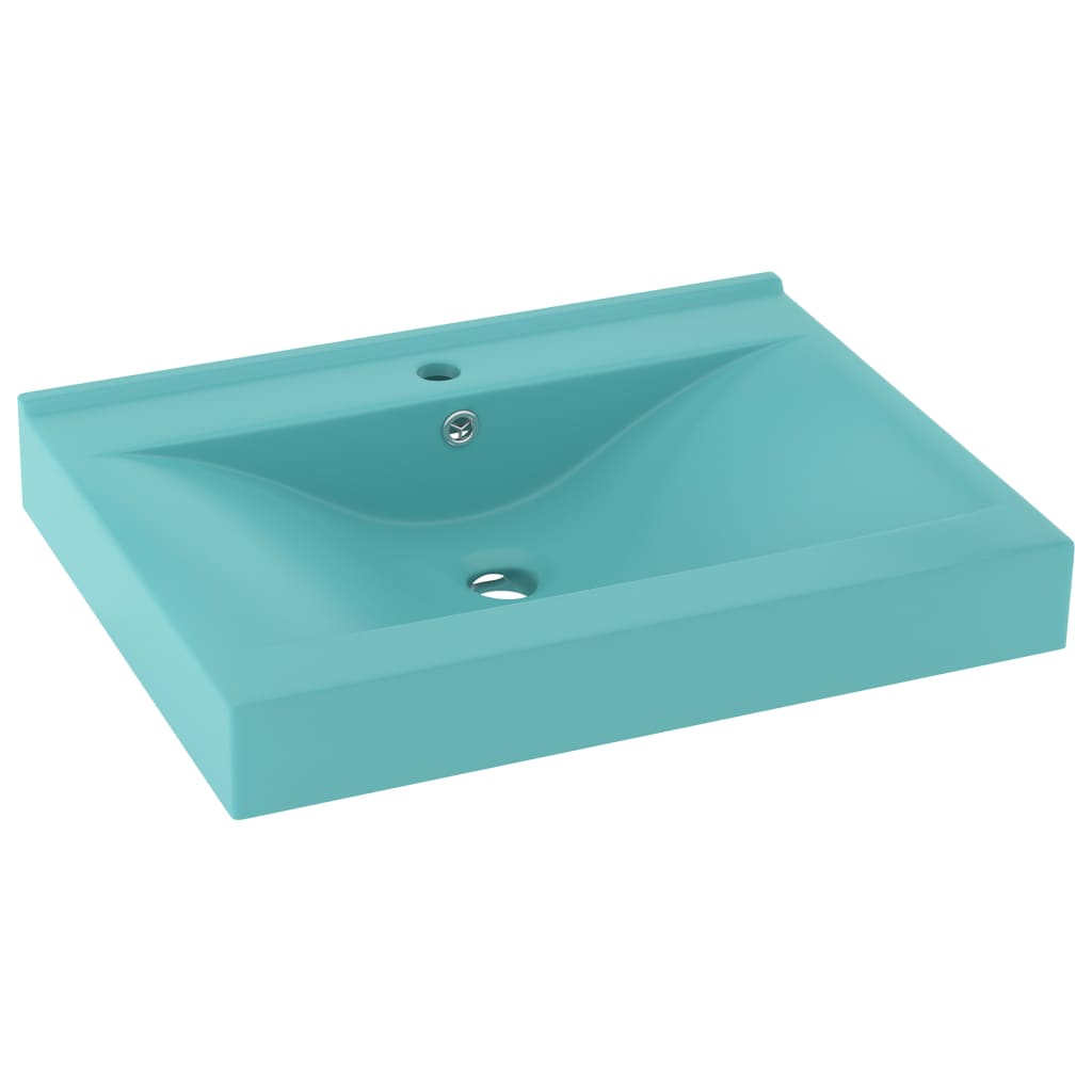 Lavabo De Lujo Con Grifo Cerámica 60X46 Cm Verde Claro