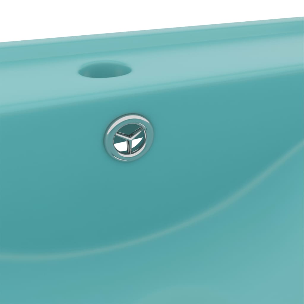 Lavabo De Lujo Con Grifo Cerámica 60X46 Cm Verde Claro