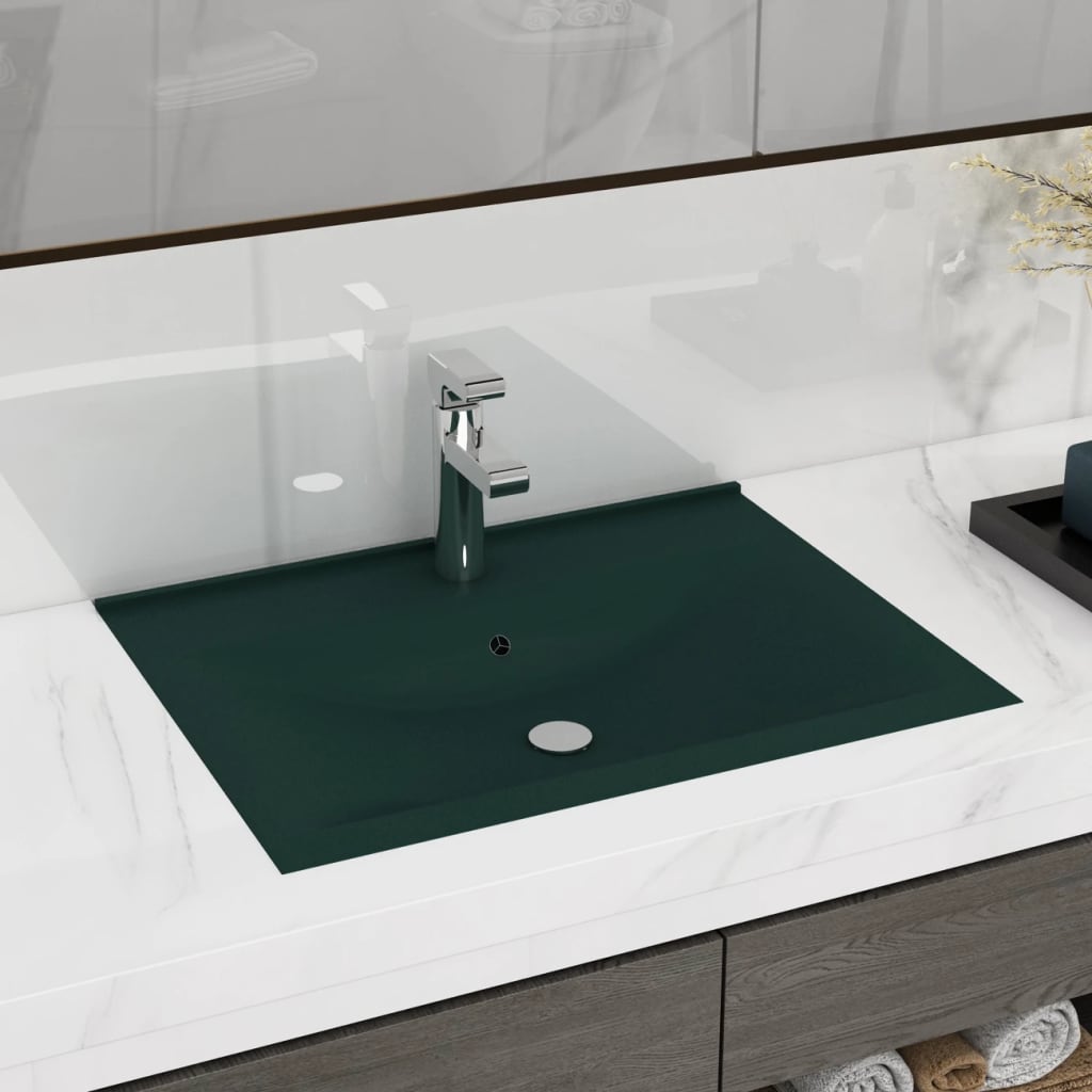 Lavabo De Lujo Con Grifo Cerámica 60X46 Cm Verde Claro