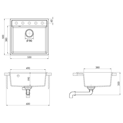 Fregadero De Cocina Con Rebosadero Granito