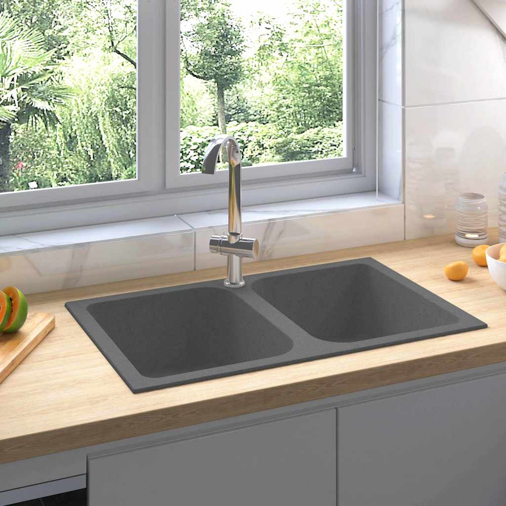 Fregadero De Cocina 76 X 48 X 30 Cm Cuarzo Y Resina