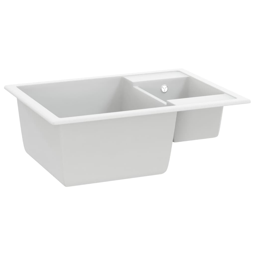 Fregadero De Cocina Doble Seno Con Rebosadero Granito