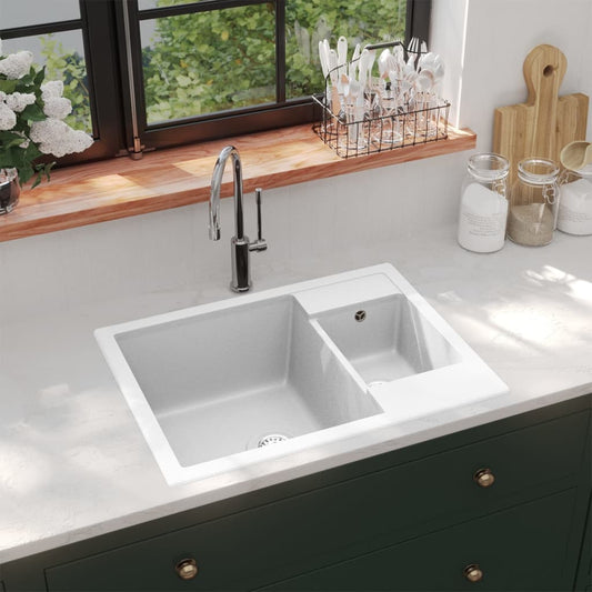 Fregadero De Cocina Doble Seno Con Rebosadero Granito