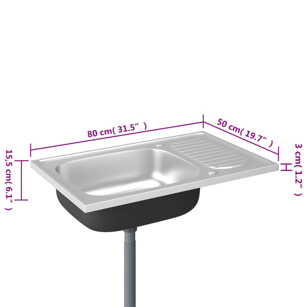 Fregadero De Cocina Con Escurridor Acero Inox