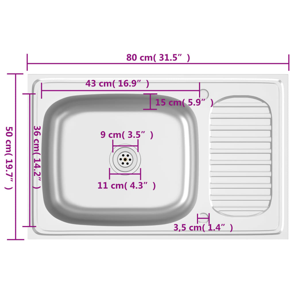 Fregadero De Cocina Con Escurridor Acero Inox