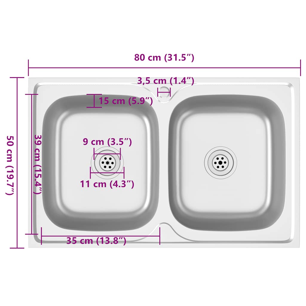 Fregadero De Cocina Doble Seno Acero Inoxidable