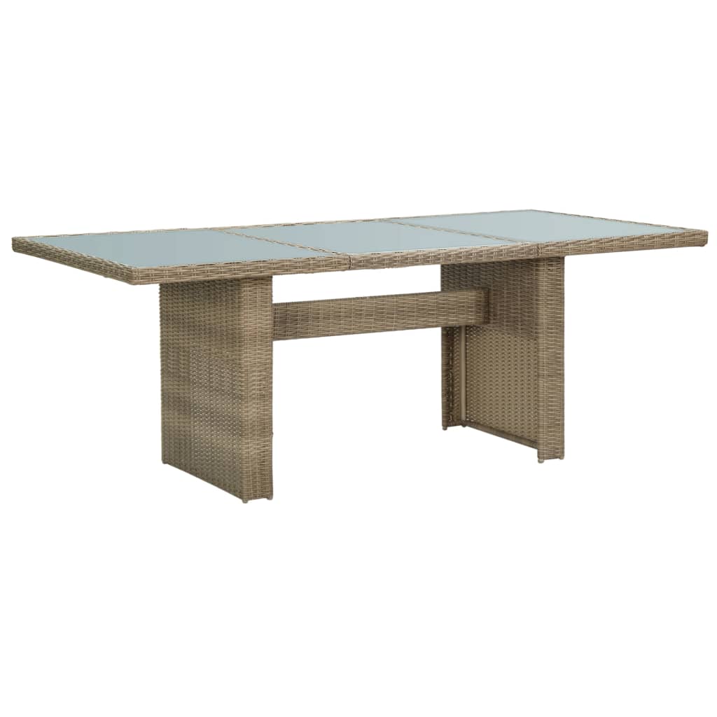 Mesa De Comedor Jardín Vidrio Y Ratán Pe Marrón 200X100X74 Cm