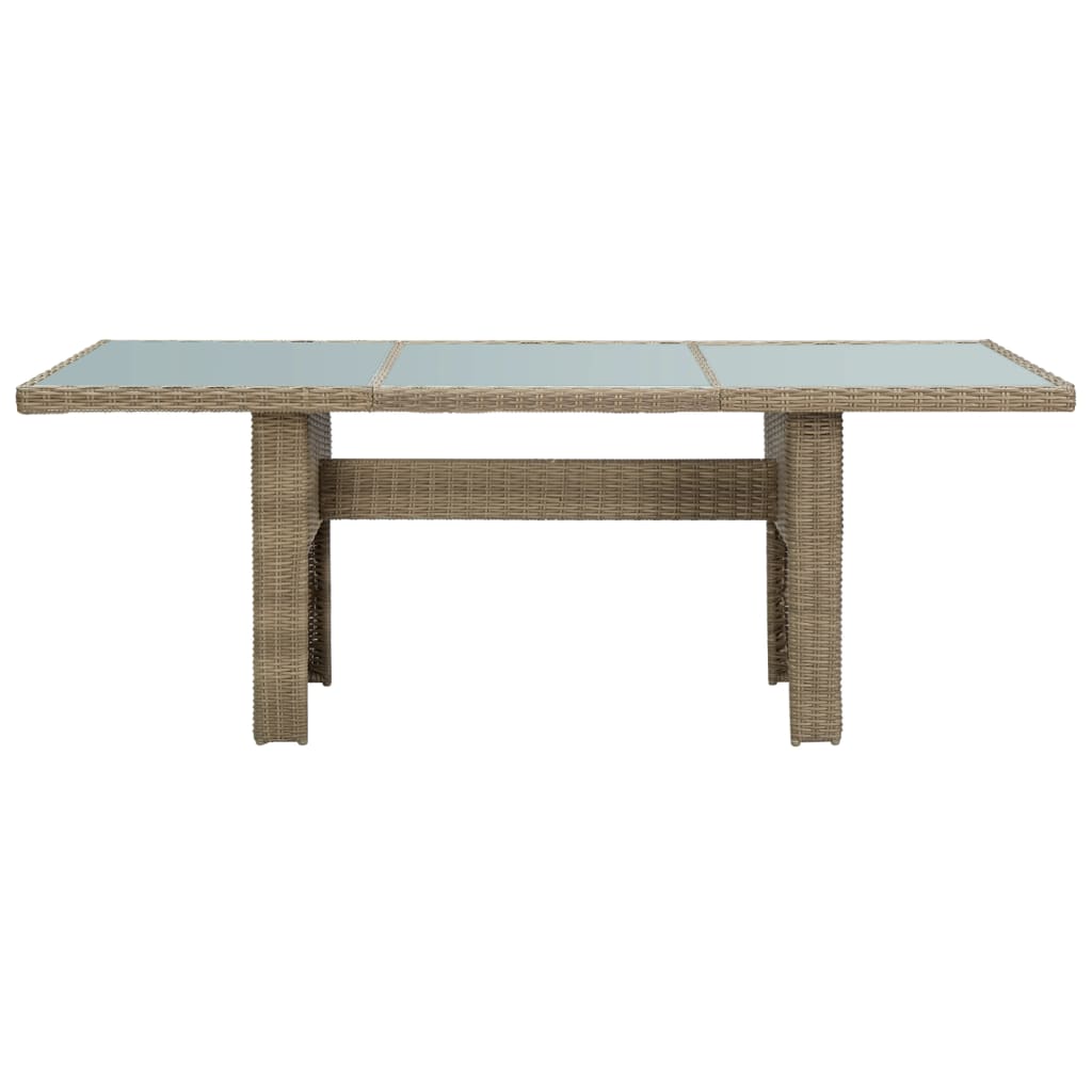 Mesa De Comedor Jardín Vidrio Y Ratán Pe Marrón 200X100X74 Cm