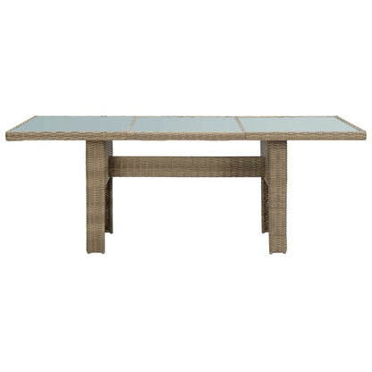Mesa De Comedor Jardín Vidrio Y Ratán Pe Marrón 200X100X74 Cm