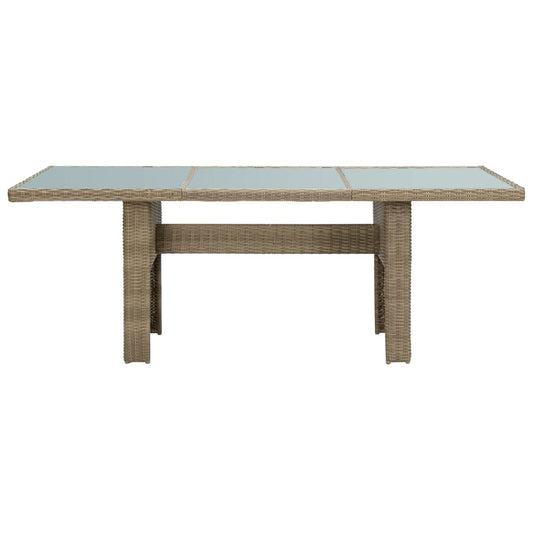 Mesa De Comedor Jardín Vidrio Y Ratán Pe Marrón 200X100X74 Cm