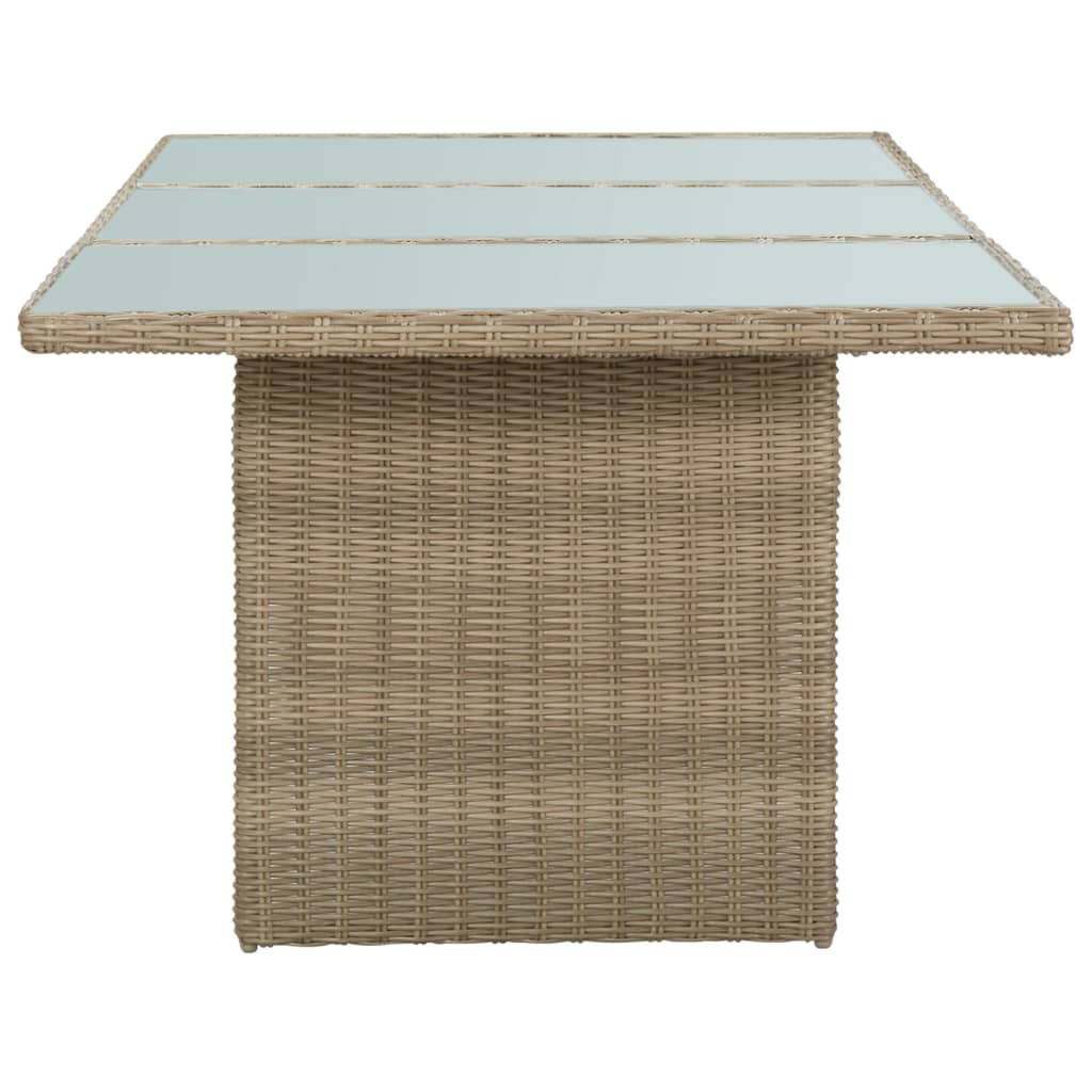 Mesa De Comedor Jardín Vidrio Y Ratán Pe Marrón 200X100X74 Cm