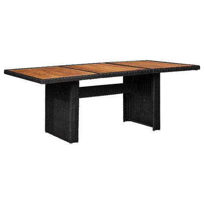 Mesa De Comedor Jardín Vidrio Y Ratán Pe Marrón 200X100X74 Cm